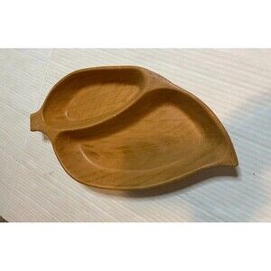 MCM Traditional Ceramic Wood Look Divided Leaf Serving Dish 2268 Cal Style USA